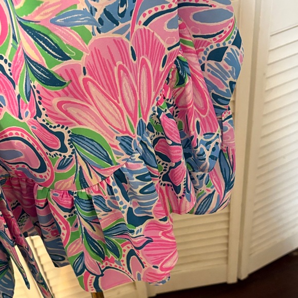 Lilly Pulitzer Asymmetrical Dress in Pink and Green Floral - Picture 6 of 16